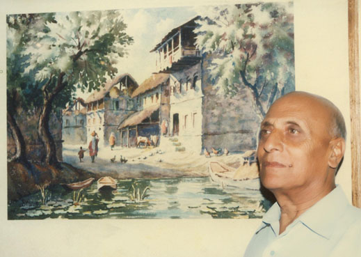 Walli showing his painting in one exhibition in 1996.