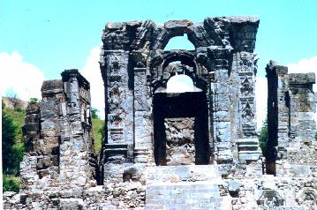 Garabgriha of biggest temple in Kashmir at Martrand (8th century A.D.).